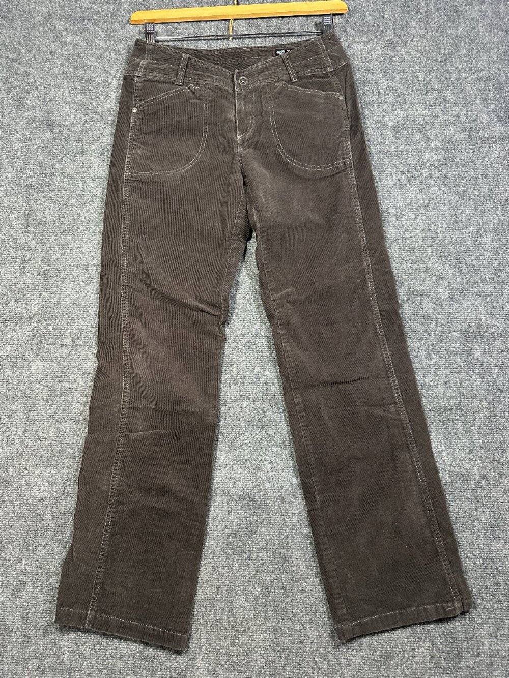 Kuhl Pants Womens 6 Brown Corduroy Stretch Straight Leg Zip Back Pockets Logo - Picture 1 of 8